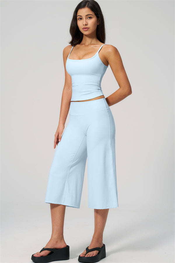 NARISSA - COMPLETO 2 PEZZI CON TOP A CANOTTA E PANTALONI CROP A GAMBA LARGA