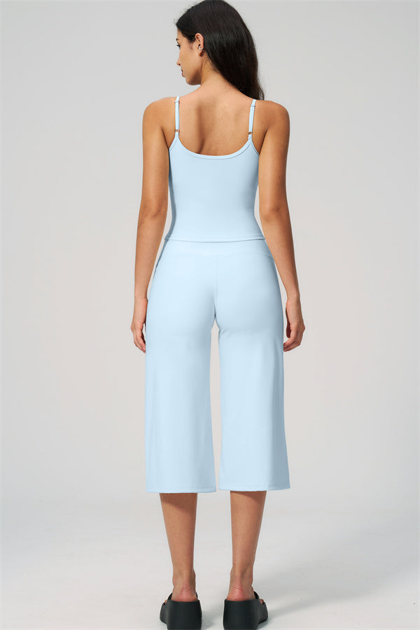 NARISSA - COMPLETO 2 PEZZI CON TOP A CANOTTA E PANTALONI CROP A GAMBA LARGA