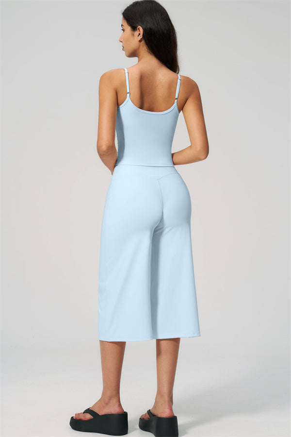 NARISSA - COMPLETO 2 PEZZI CON TOP A CANOTTA E PANTALONI CROP A GAMBA LARGA