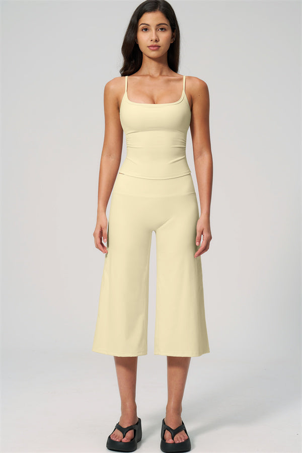 NARISSA - COMPLETO 2 PEZZI CON TOP A CANOTTA E PANTALONI CROP A GAMBA LARGA
