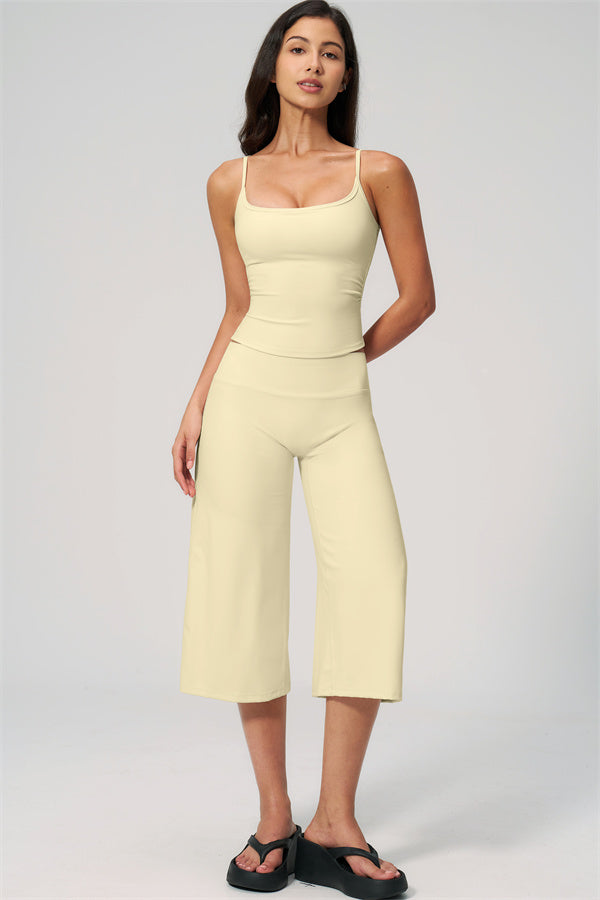 NARISSA - COMPLETO 2 PEZZI CON TOP A CANOTTA E PANTALONI CROP A GAMBA LARGA