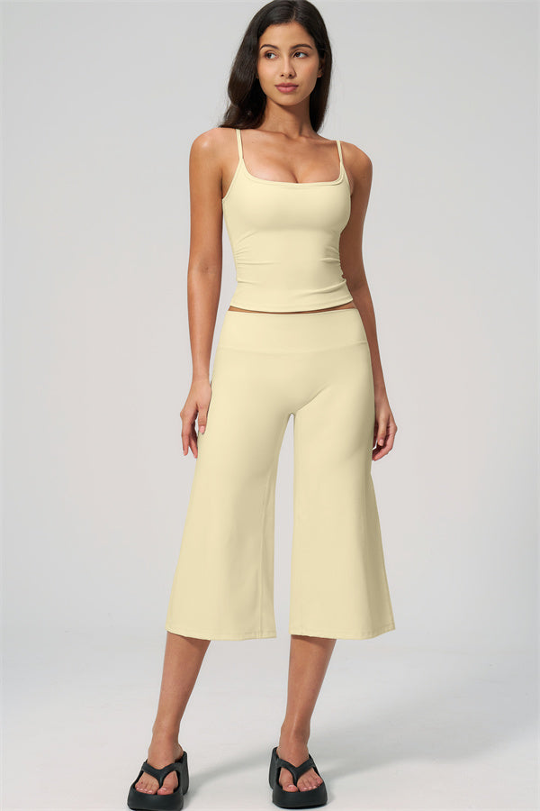 NARISSA - COMPLETO 2 PEZZI CON TOP A CANOTTA E PANTALONI CROP A GAMBA LARGA