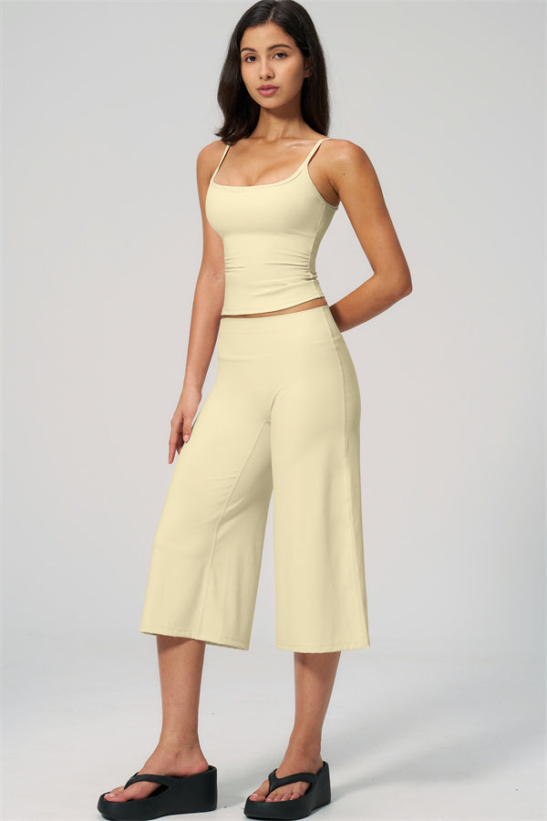 NARISSA - COMPLETO 2 PEZZI CON TOP A CANOTTA E PANTALONI CROP A GAMBA LARGA