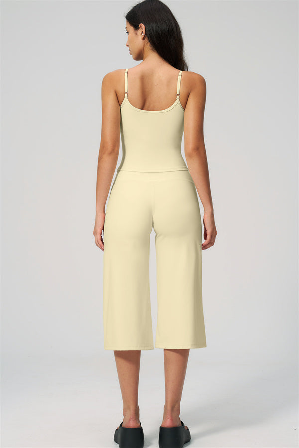 NARISSA - COMPLETO 2 PEZZI CON TOP A CANOTTA E PANTALONI CROP A GAMBA LARGA