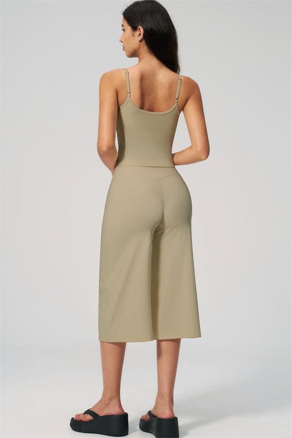 NARISSA - COMPLETO 2 PEZZI CON TOP A CANOTTA E PANTALONI CROP A GAMBA LARGA