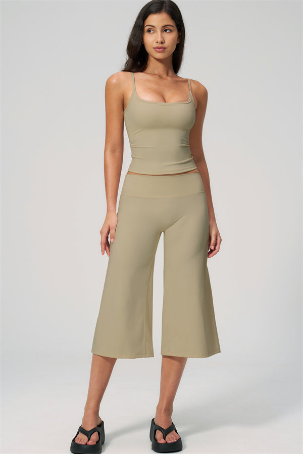 NARISSA - COMPLETO 2 PEZZI CON TOP A CANOTTA E PANTALONI CROP A GAMBA LARGA