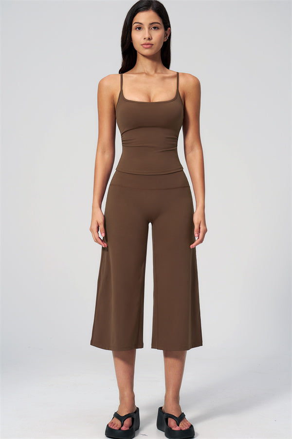 NARISSA - COMPLETO 2 PEZZI CON TOP A CANOTTA E PANTALONI CROP A GAMBA LARGA