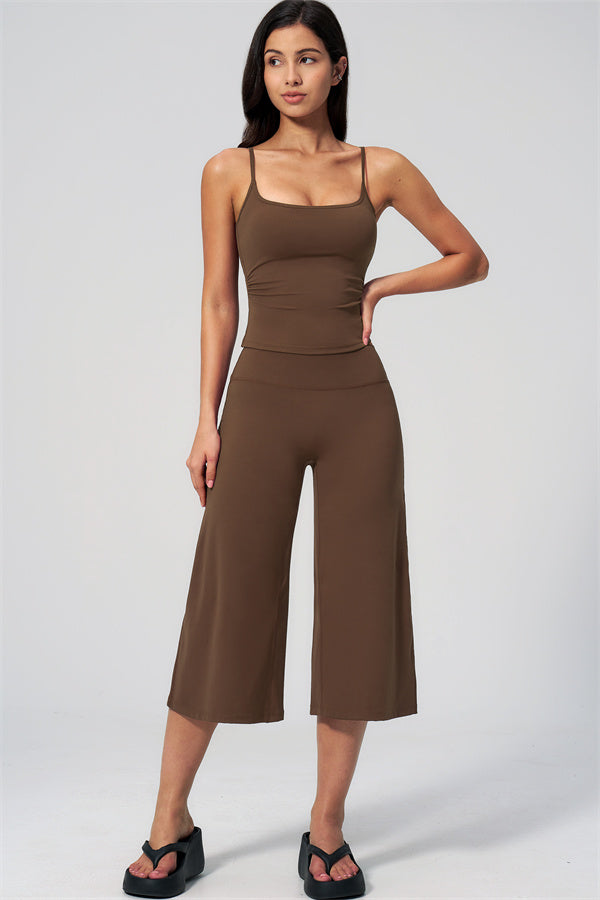 NARISSA - COMPLETO 2 PEZZI CON TOP A CANOTTA E PANTALONI CROP A GAMBA LARGA