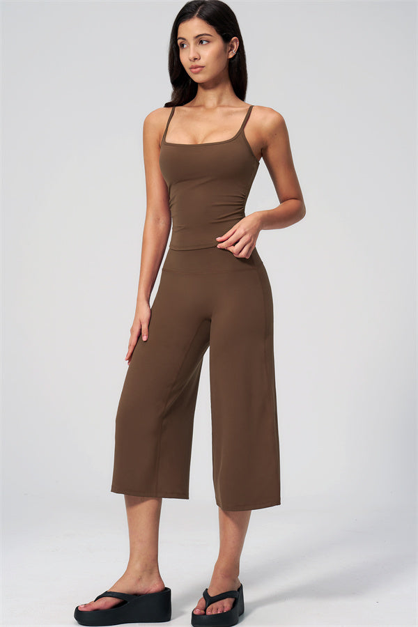 NARISSA - COMPLETO 2 PEZZI CON TOP A CANOTTA E PANTALONI CROP A GAMBA LARGA