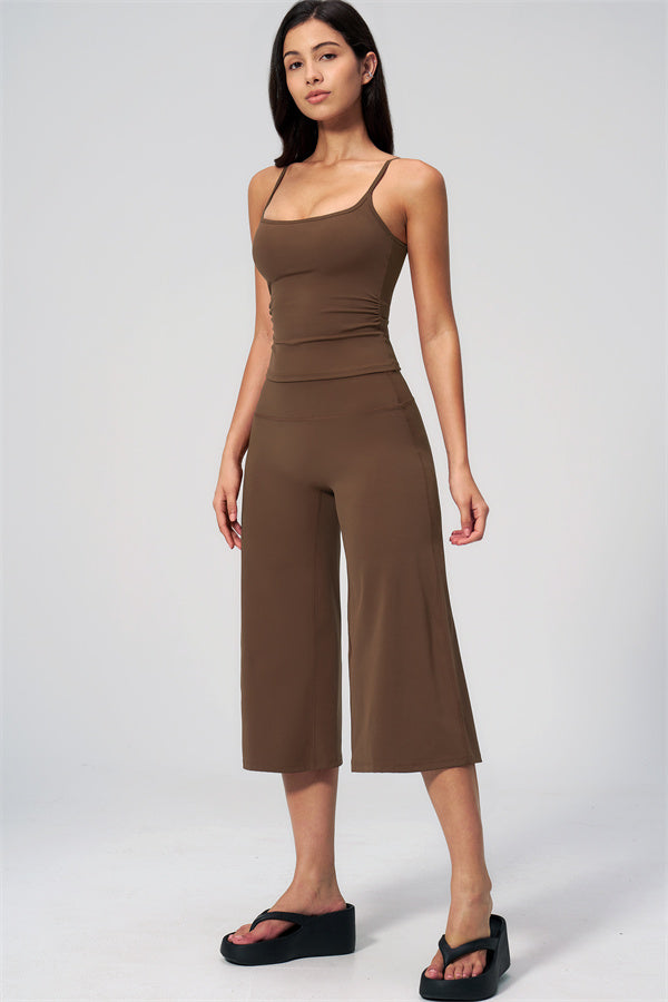 NARISSA - COMPLETO 2 PEZZI CON TOP A CANOTTA E PANTALONI CROP A GAMBA LARGA