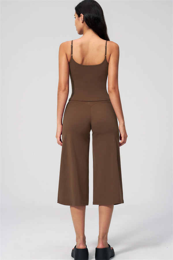 NARISSA - COMPLETO 2 PEZZI CON TOP A CANOTTA E PANTALONI CROP A GAMBA LARGA