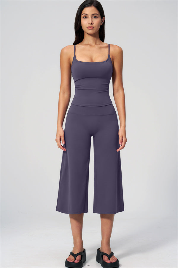 NARISSA - COMPLETO 2 PEZZI CON TOP A CANOTTA E PANTALONI CROP A GAMBA LARGA