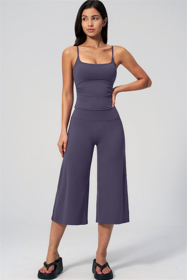 NARISSA - COMPLETO 2 PEZZI CON TOP A CANOTTA E PANTALONI CROP A GAMBA LARGA