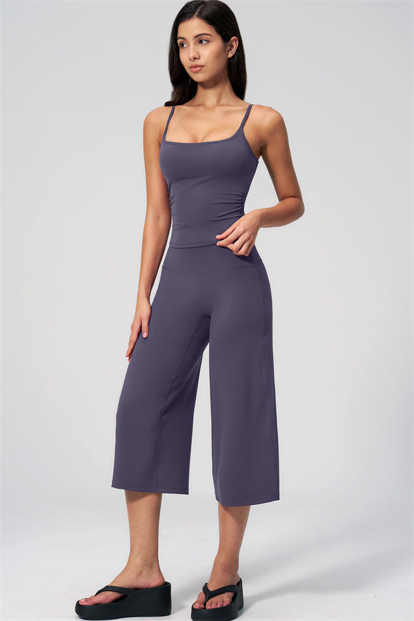 NARISSA - COMPLETO 2 PEZZI CON TOP A CANOTTA E PANTALONI CROP A GAMBA LARGA