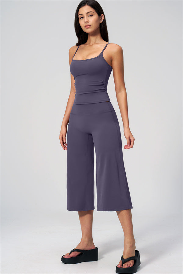 NARISSA - COMPLETO 2 PEZZI CON TOP A CANOTTA E PANTALONI CROP A GAMBA LARGA