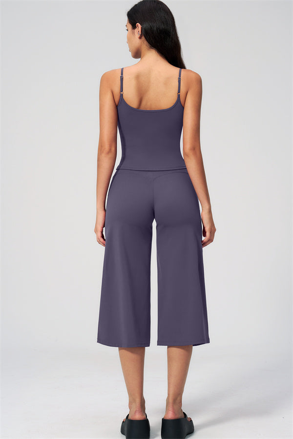 NARISSA - COMPLETO 2 PEZZI CON TOP A CANOTTA E PANTALONI CROP A GAMBA LARGA