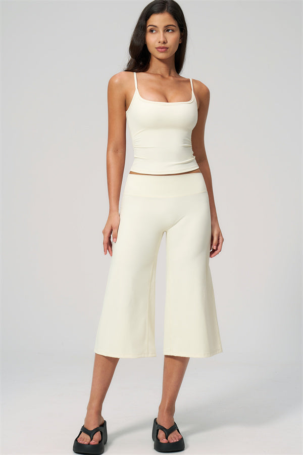 NARISSA - COMPLETO 2 PEZZI CON TOP A CANOTTA E PANTALONI CROP A GAMBA LARGA