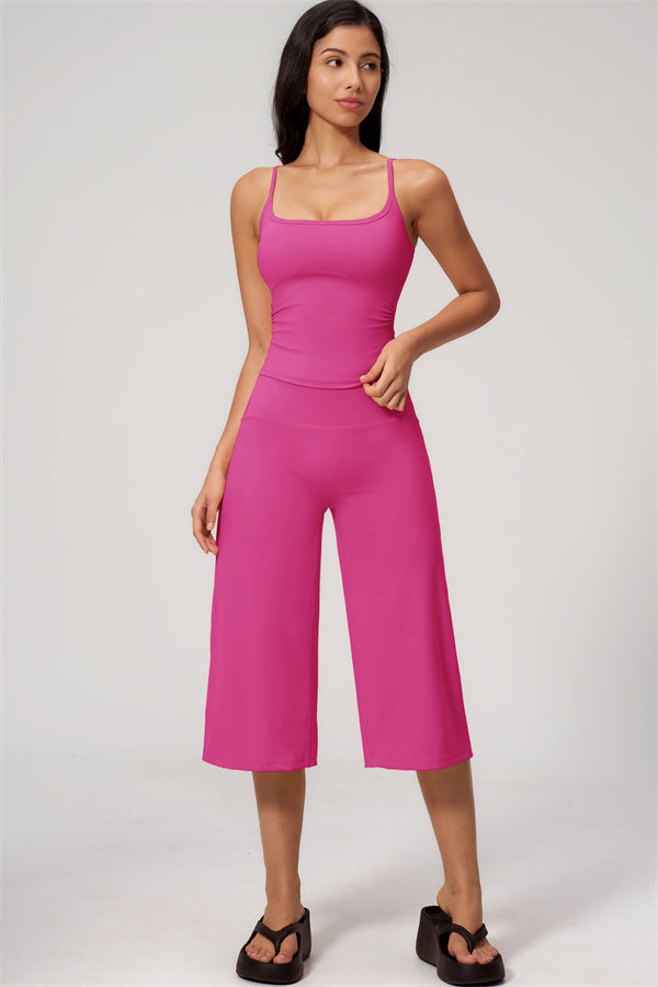 NARISSA - COMPLETO 2 PEZZI CON TOP A CANOTTA E PANTALONI CROP A GAMBA LARGA