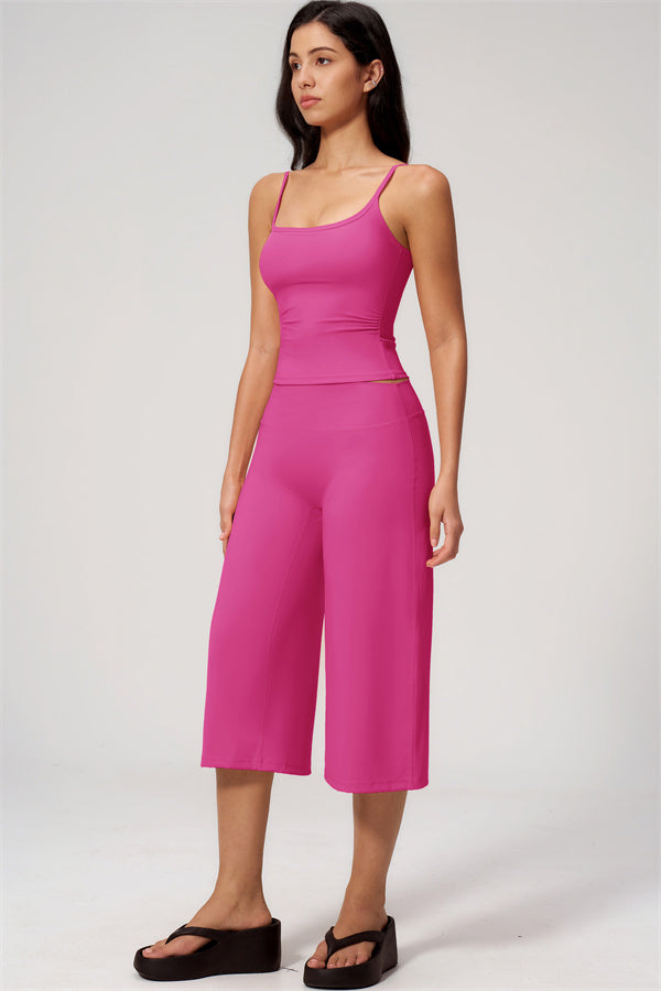 NARISSA - COMPLETO 2 PEZZI CON TOP A CANOTTA E PANTALONI CROP A GAMBA LARGA