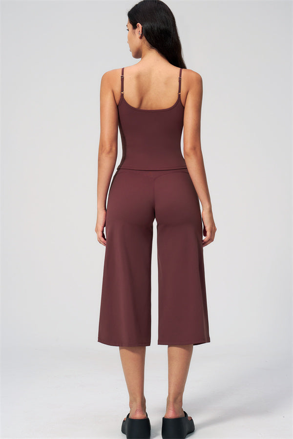 NARISSA - COMPLETO 2 PEZZI CON TOP A CANOTTA E PANTALONI CROP A GAMBA LARGA
