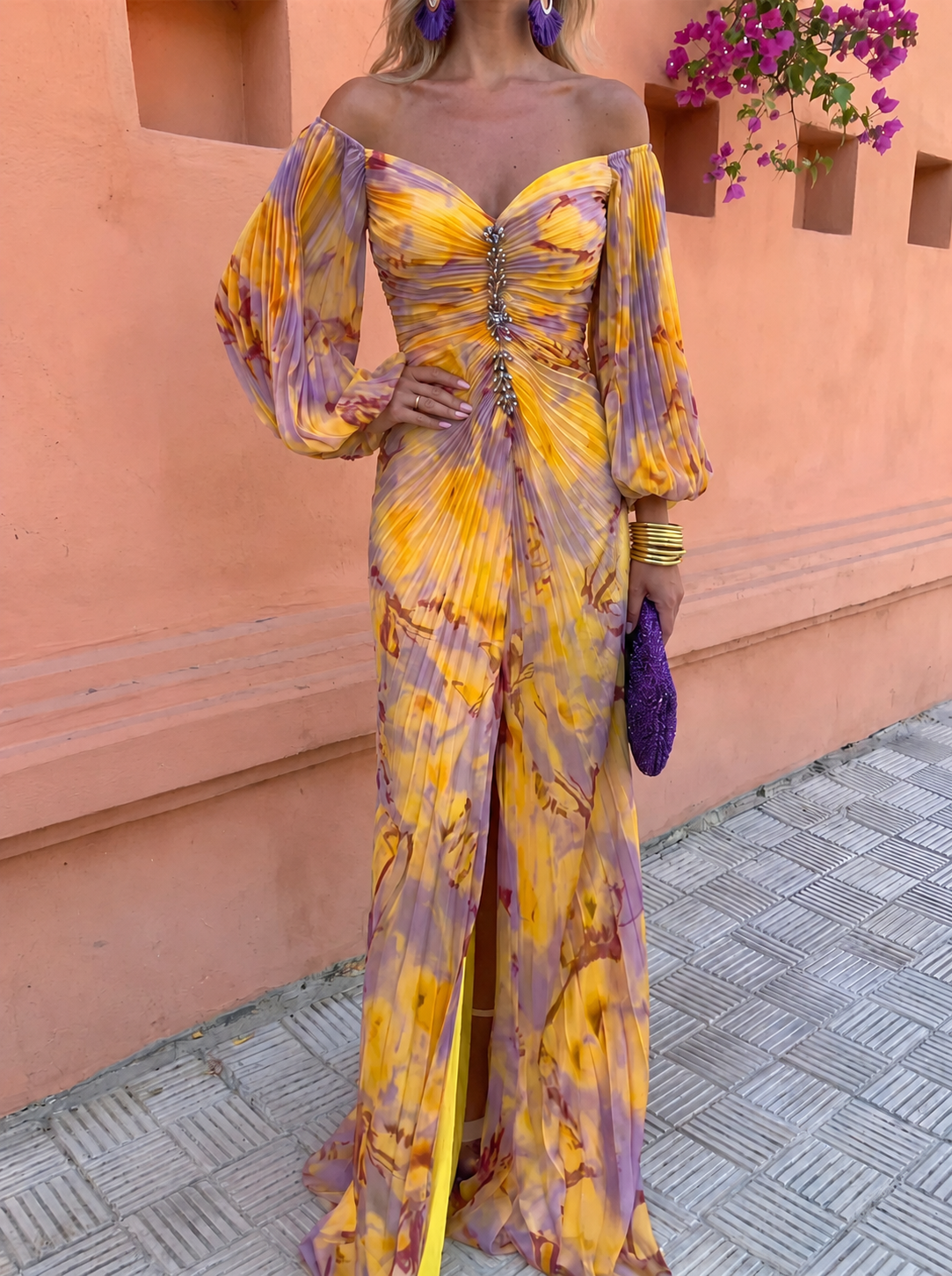 GRETA | ROBE LONGUE FLEURIE À DÉCOLLETÉ PLONGEANT