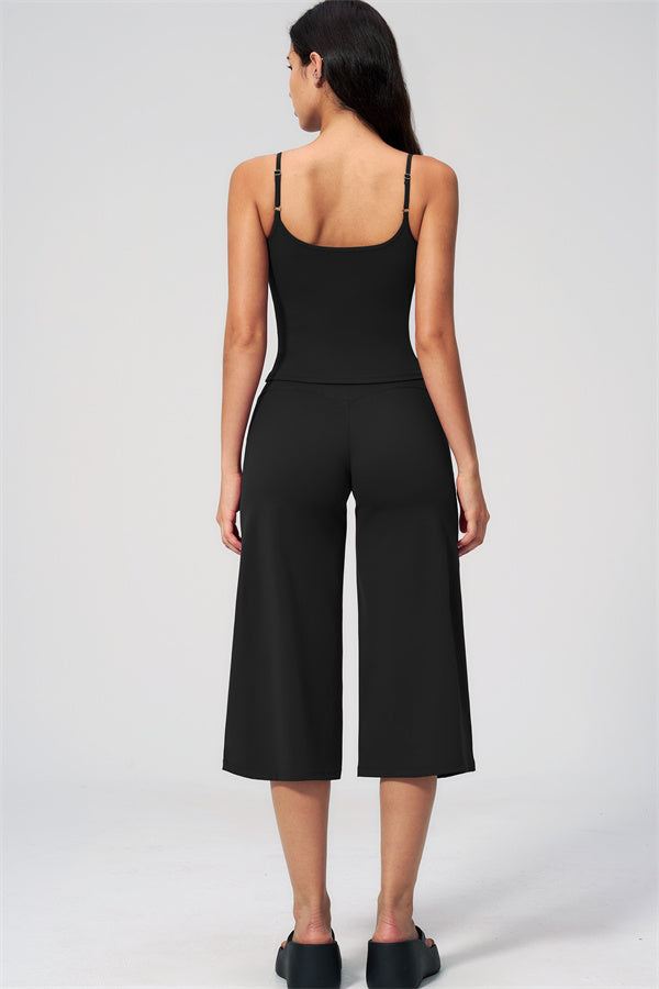 NARISSA - COMPLETO 2 PEZZI CON TOP A CANOTTA E PANTALONI CROP A GAMBA LARGA