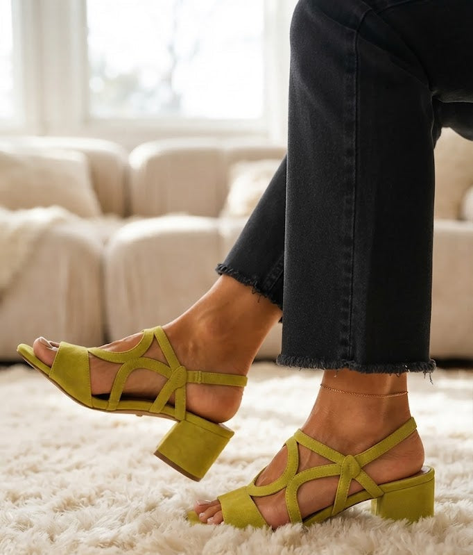 SCOTTY - SANDALI CON TACCO GEOMETRIC LIME POP