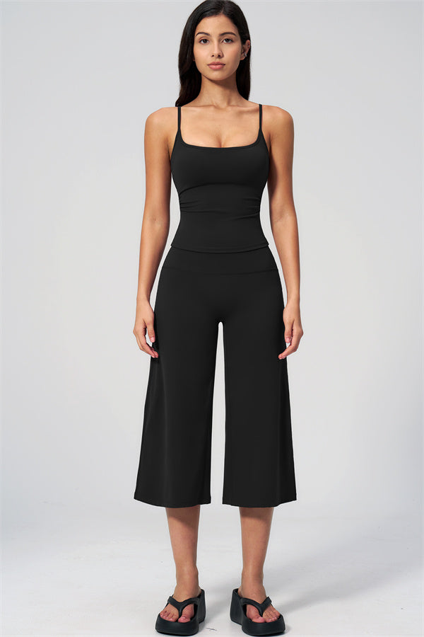 NARISSA - COMPLETO 2 PEZZI CON TOP A CANOTTA E PANTALONI CROP A GAMBA LARGA