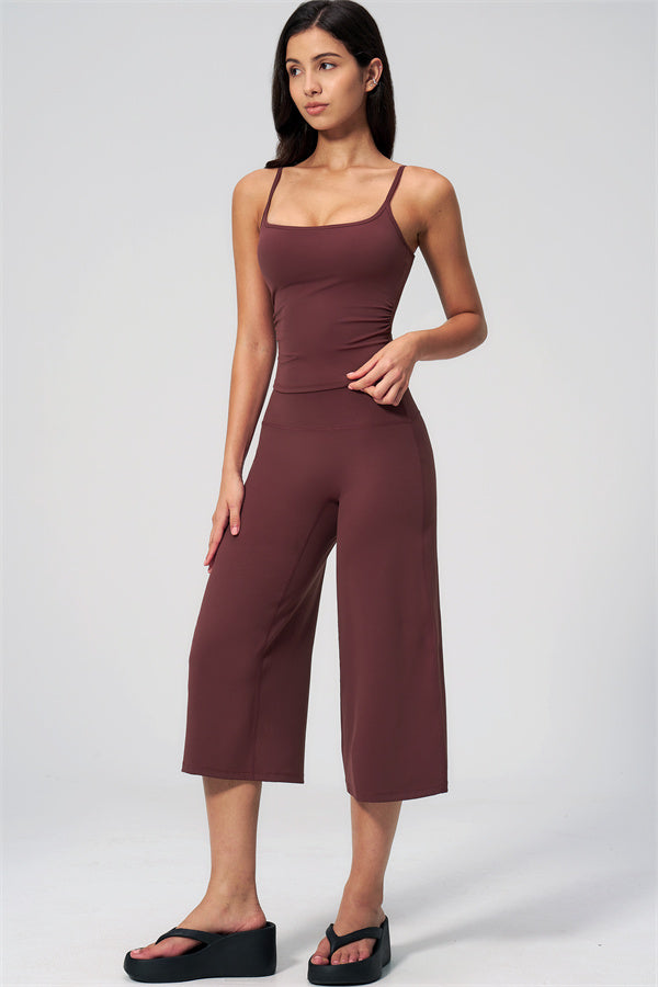 NARISSA - COMPLETO 2 PEZZI CON TOP A CANOTTA E PANTALONI CROP A GAMBA LARGA