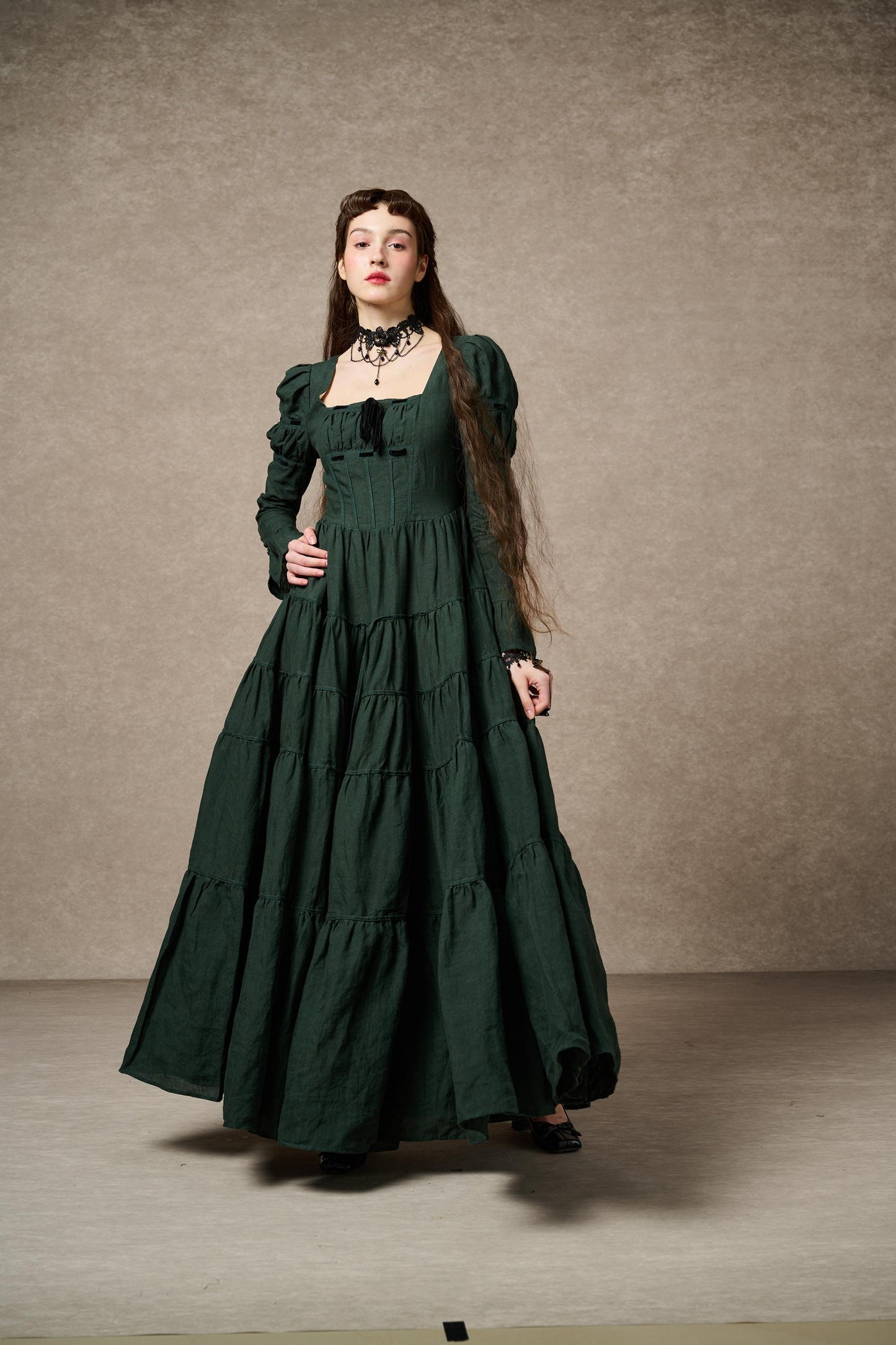 ALIYAH | ABITO MAXI IMPERIALE IN LINO