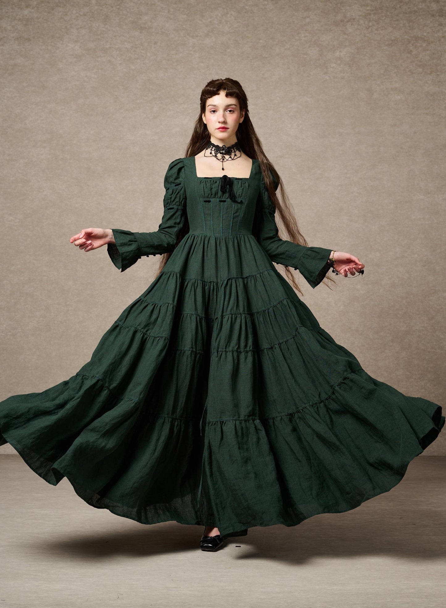 ALIYAH | ABITO MAXI IMPERIALE IN LINO