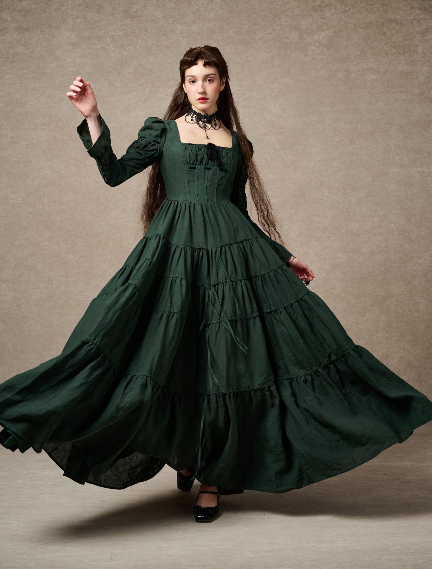 ALIYAH | ABITO MAXI IMPERIALE IN LINO