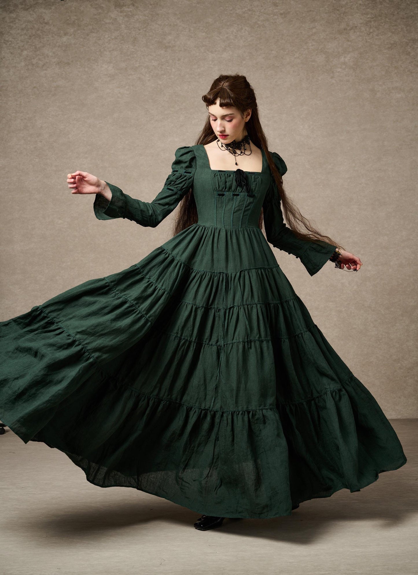 ALIYAH | ABITO MAXI IMPERIALE IN LINO