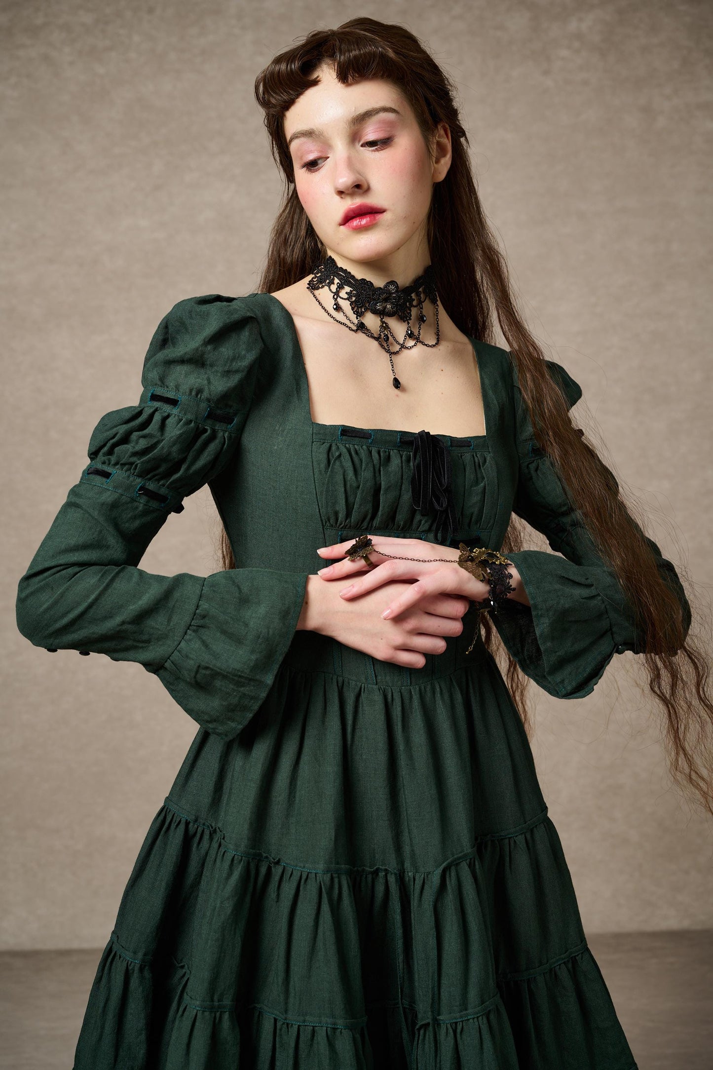 ALIYAH | ABITO MAXI IMPERIALE IN LINO