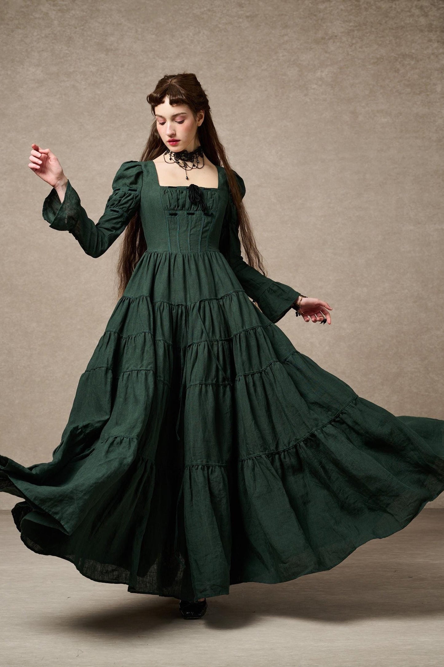 ALIYAH | ABITO MAXI IMPERIALE IN LINO