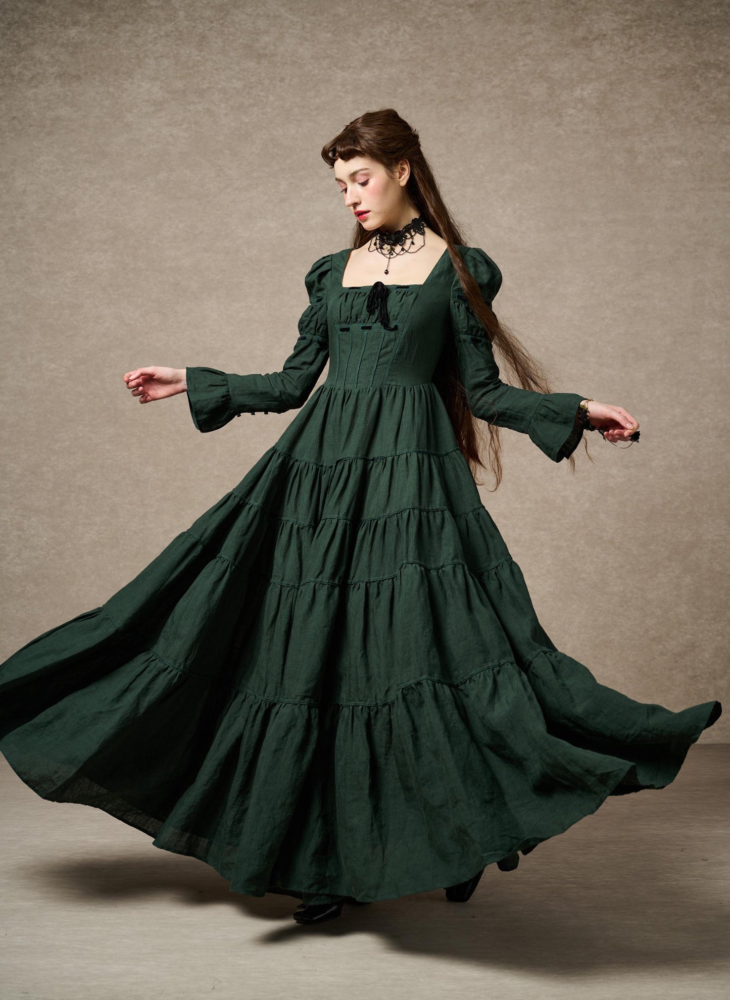 ALIYAH | ABITO MAXI IMPERIALE IN LINO