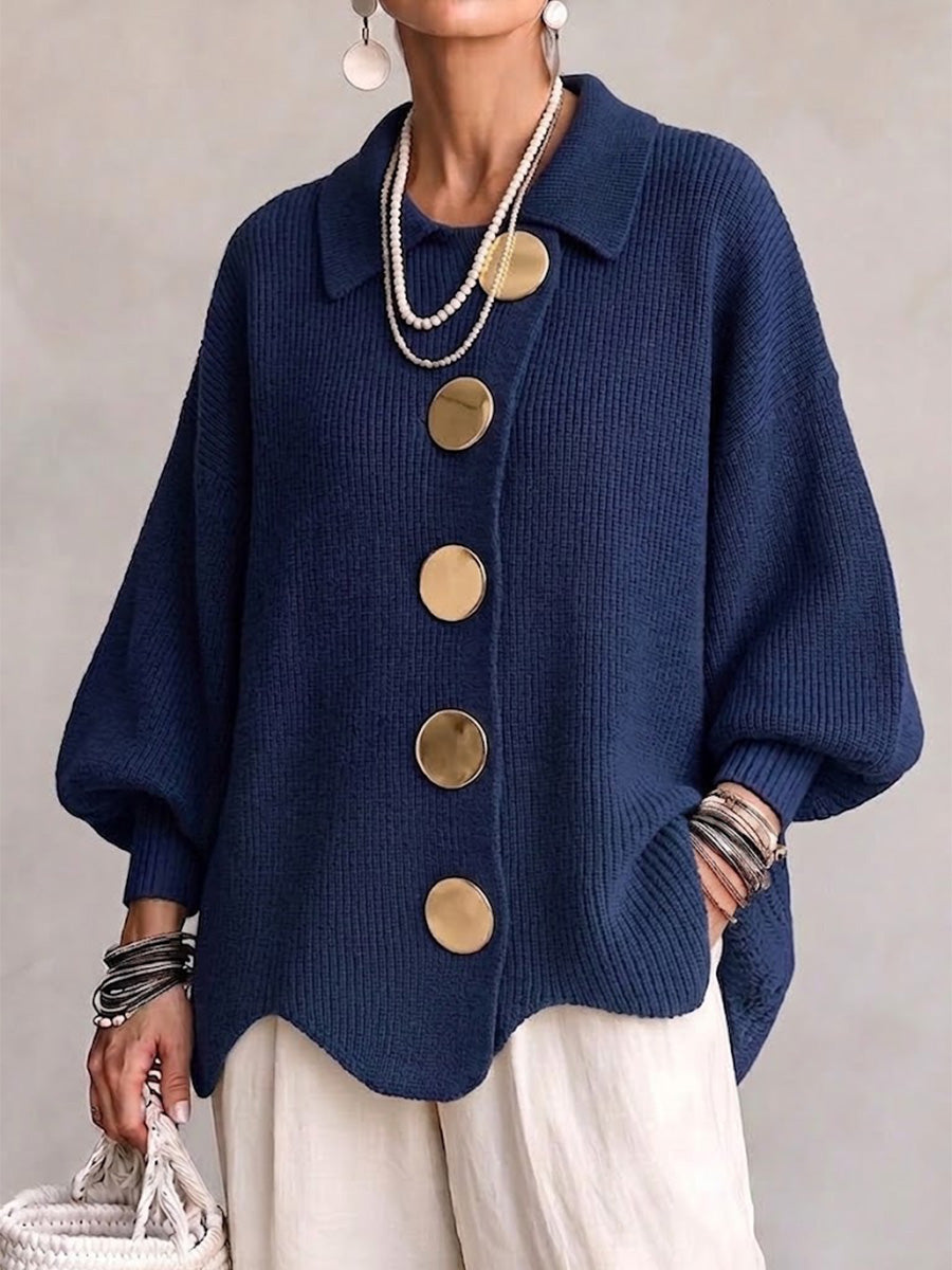 ISADORA | GILET OVERSIZE CON COLLETTO E GRANDI BOTTONI METALLICI
